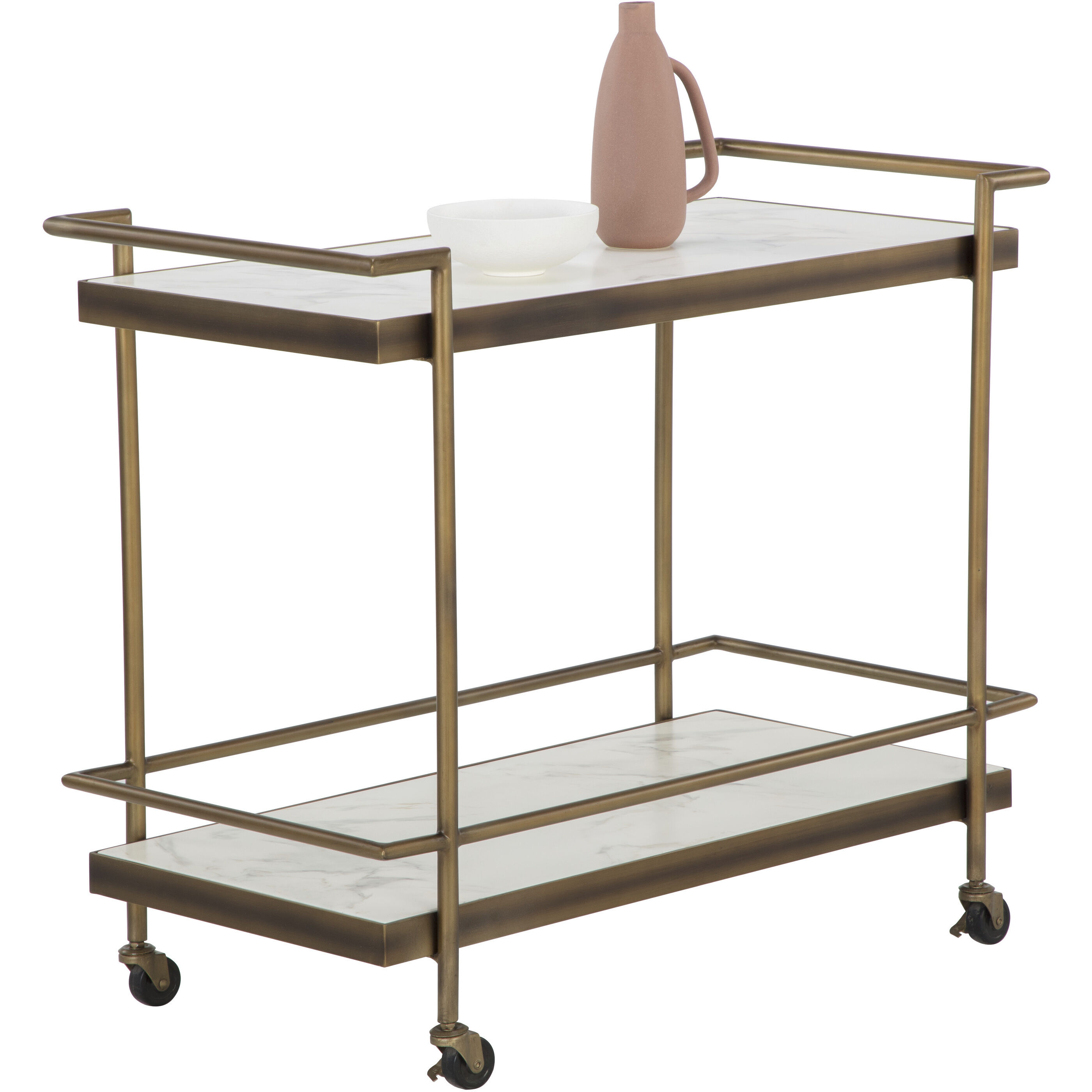 Contardi White / Rustic Bronze Outdoor Bar Cart